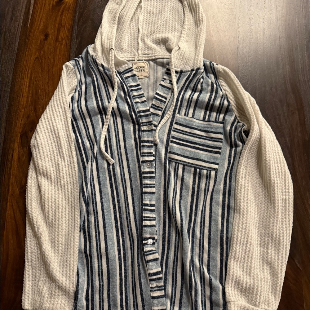 Buckle Blue and White Striped Button Down Shirt